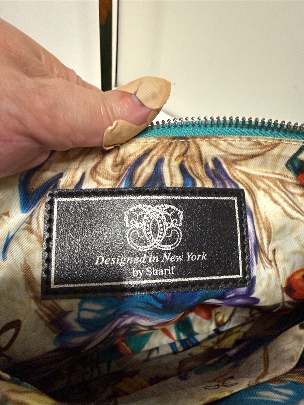 Sharif Turquoise Crossbody Shoulder Bag - hair on - Picture 7 of 10